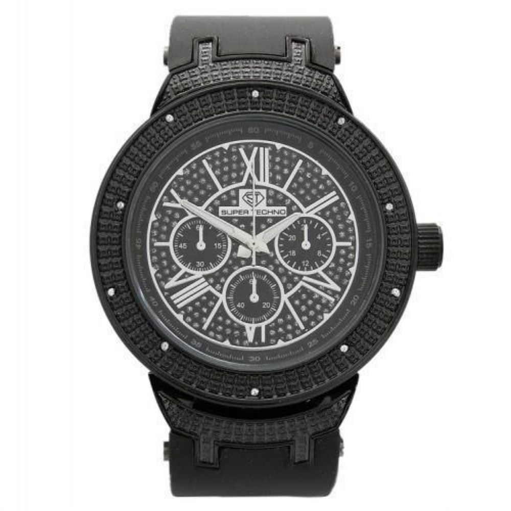 Super Techno Men Diamond Watch black case